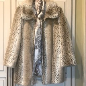 RARE Dennis Basso Faux Fur Coat with Scarf 2X